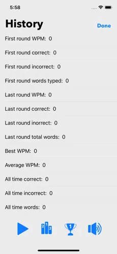 iTextSpeed history and stats screen