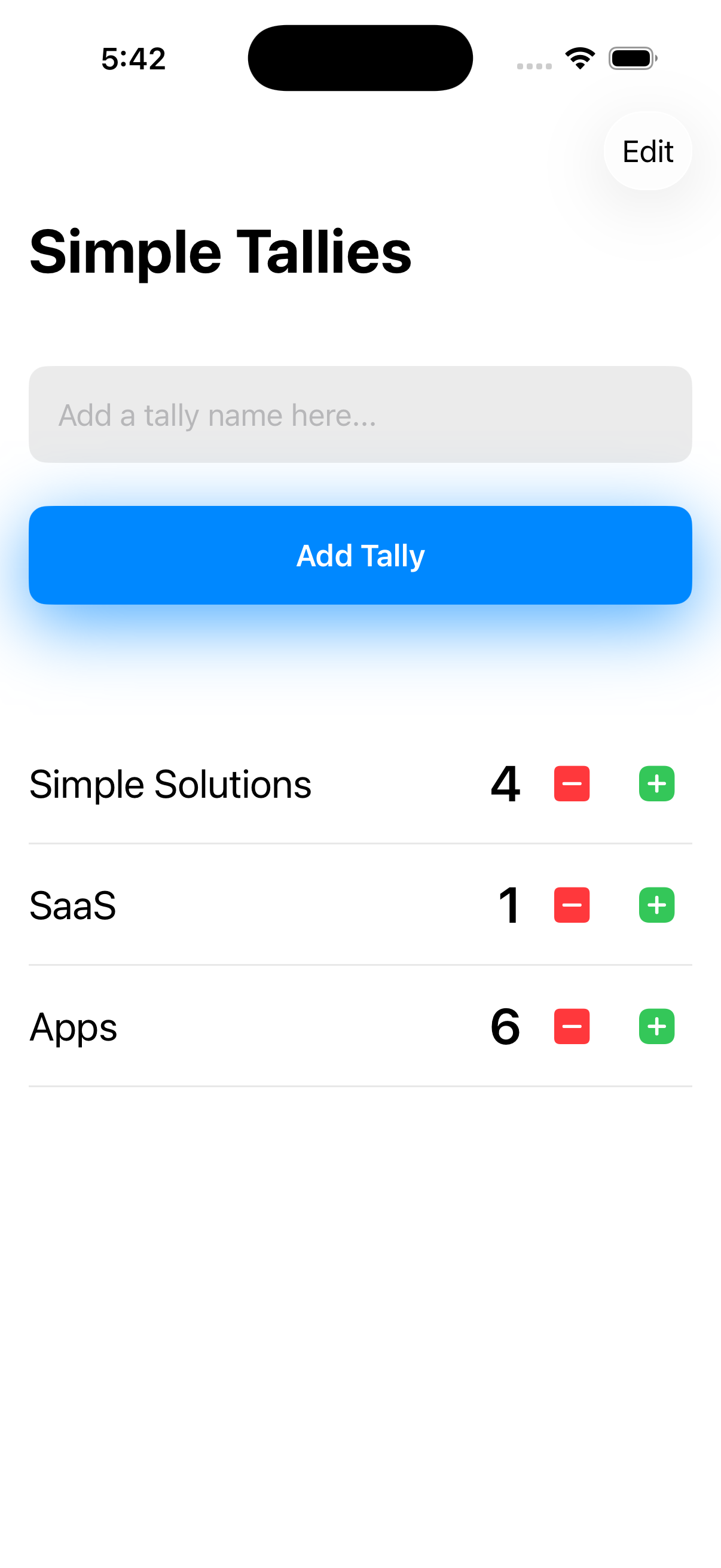 Simple Tallies light mode